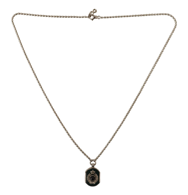 Silver Crown Enamel Charm Pendant 925 Sterling Necklace