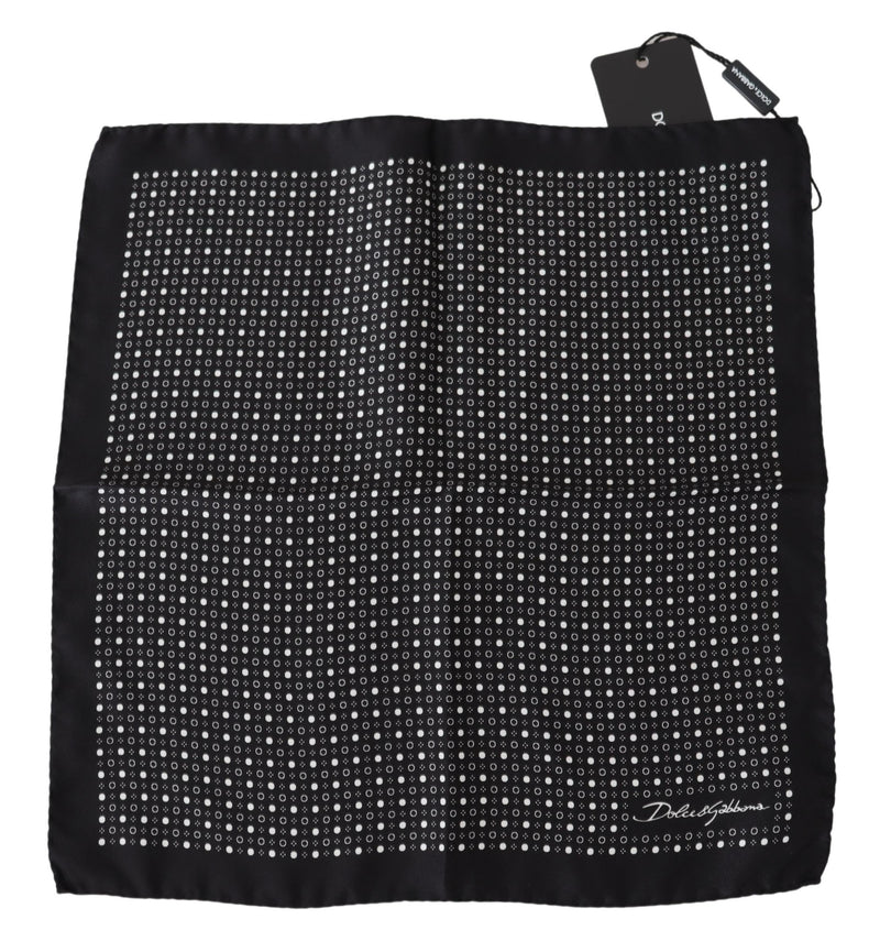 Black Dotted Square Bandana Handkerchief Silk