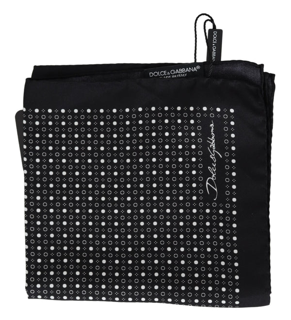 Black Dotted Square Bandana Handkerchief Silk
