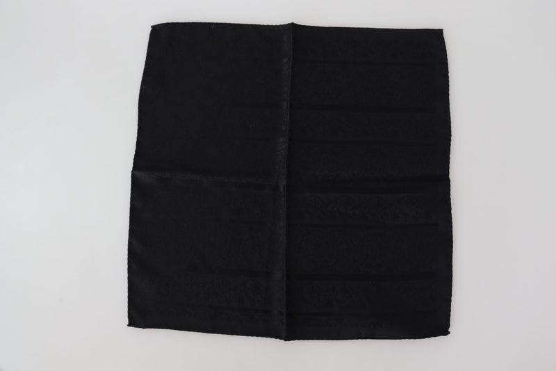 Black Floral Square Bandana Silk Handkerchief