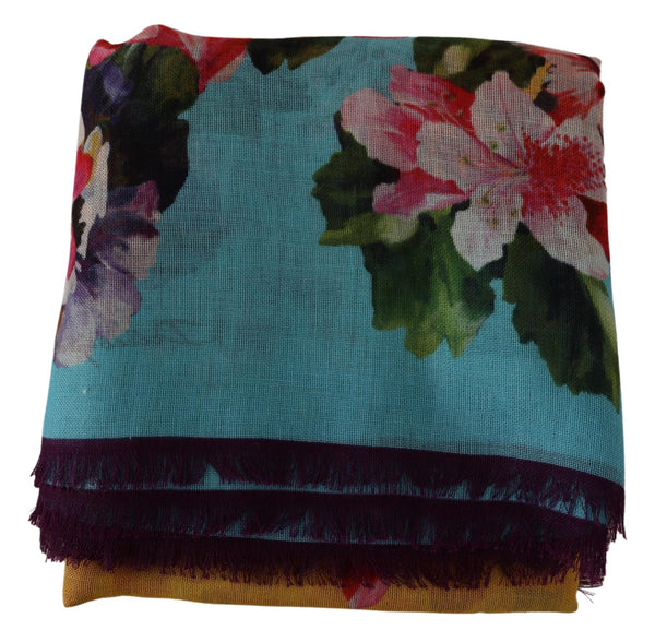 Multicolor Floral Silk Cashmere Foulard Scarf