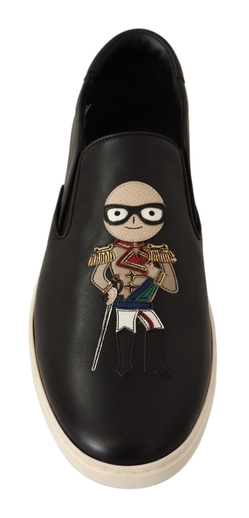 Black London Leather Slip on Sneakers Shoes
