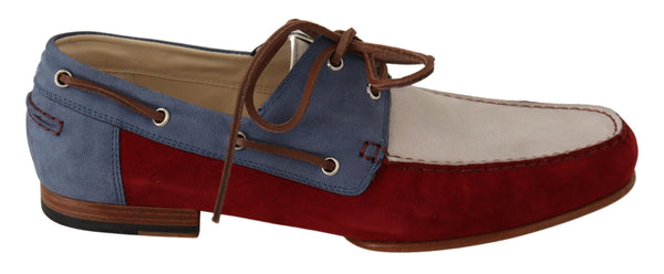 Multicolor Suede Flat Boat Lace Up Loafer Shoes