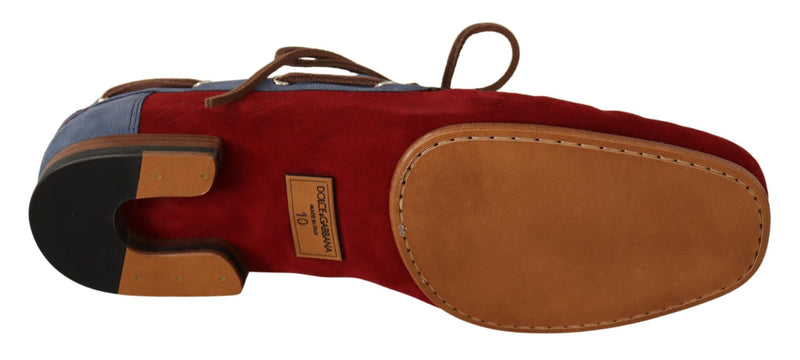 Multicolor Suede Flat Boat Lace Up Loafer Shoes