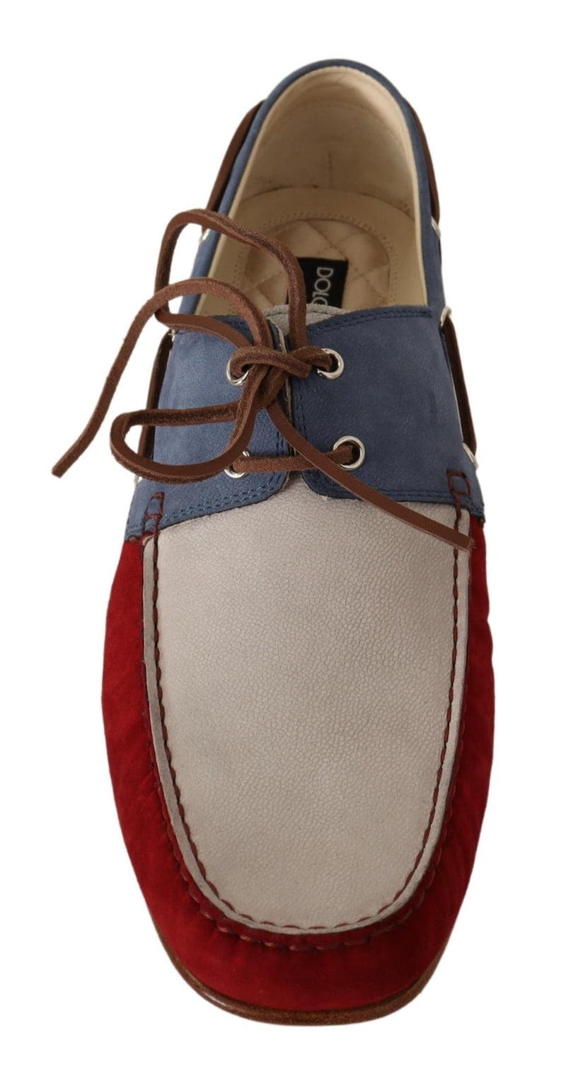 Multicolor Suede Flat Boat Lace Up Loafer Shoes