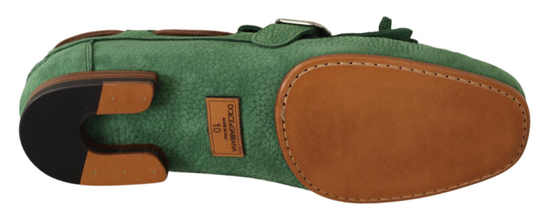 Green Leather Tassel Slip On Loafers Shoes