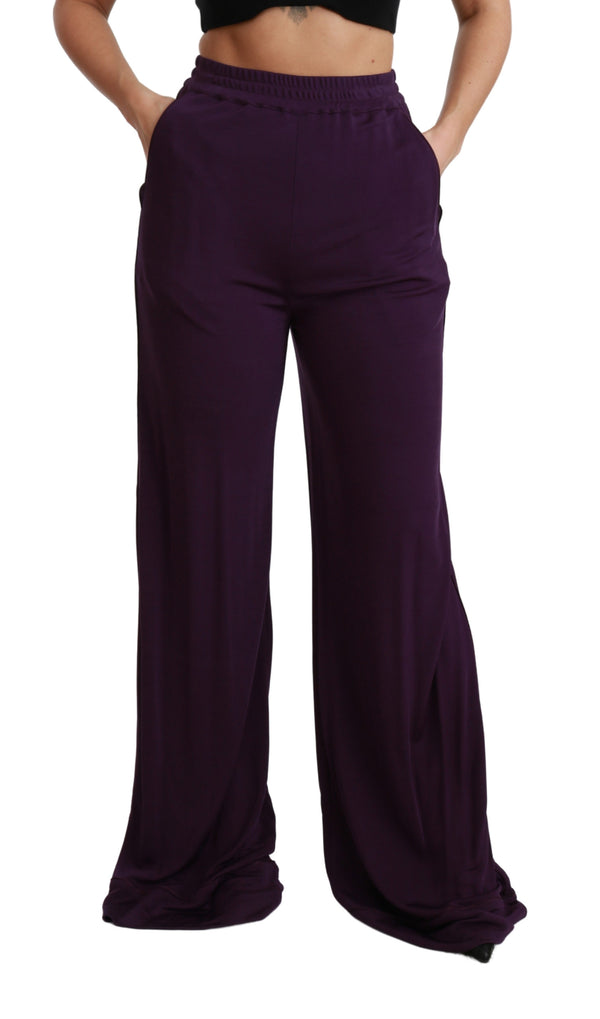 Purple Violet High Waist Wide Leg Trouser Pants