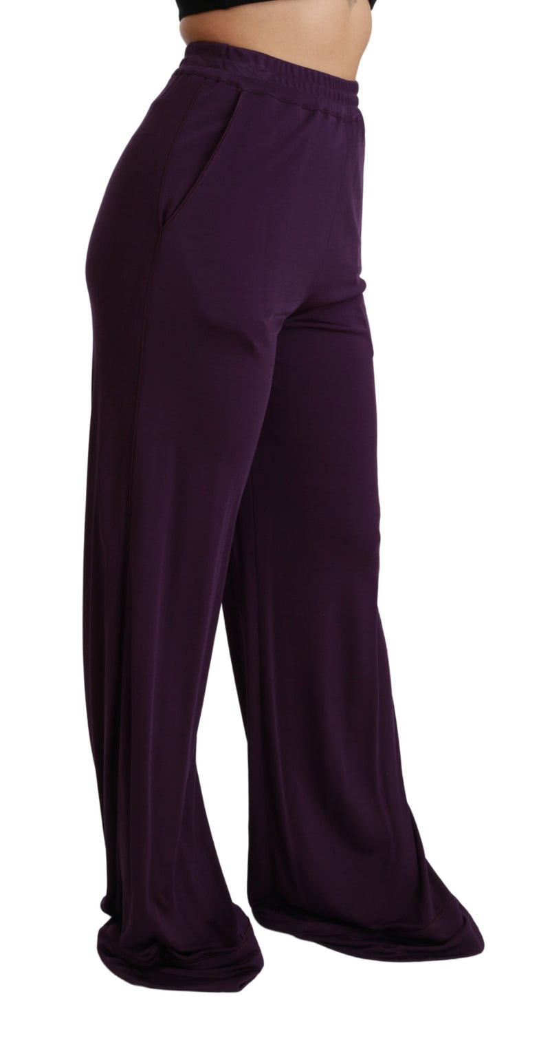 Purple Violet High Waist Wide Leg Trouser Pants