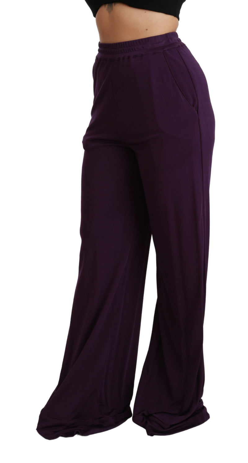 Purple Violet High Waist Wide Leg Trouser Pants