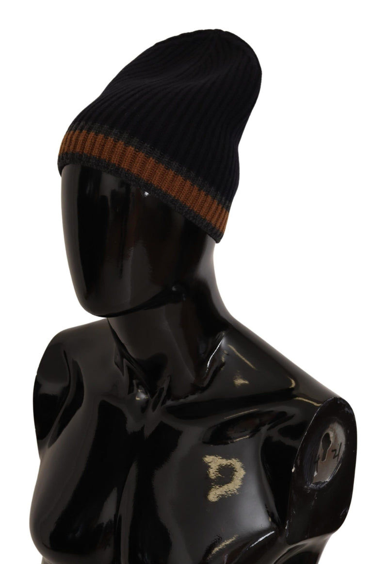 Black Striped Men Cashmere Winter Hat