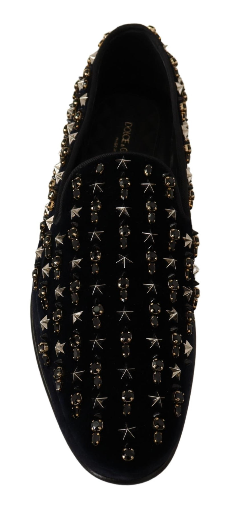 Black Suede Velvet Crystal Loafers Shoes