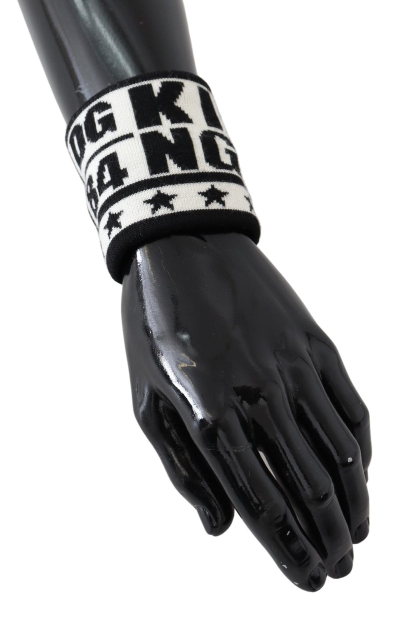 Black White Wool Knitted DG KING Wristband Wrap