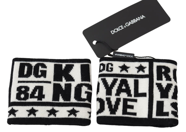 Black White Wool Knitted DG KING Wristband Wrap