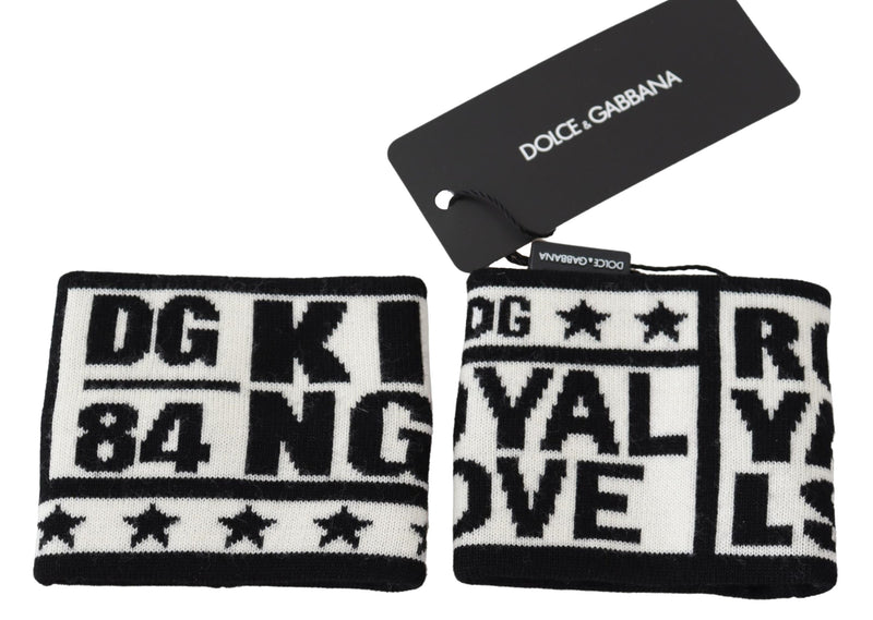 Black White Wool Knitted DG KING Wristband Wrap