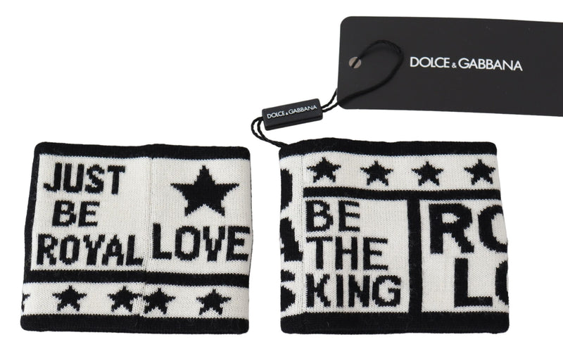 Black White Wool Knitted DG KING Wristband Wrap