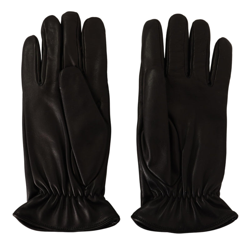 Black Leather Peace Sign DG 84 Men Gloves