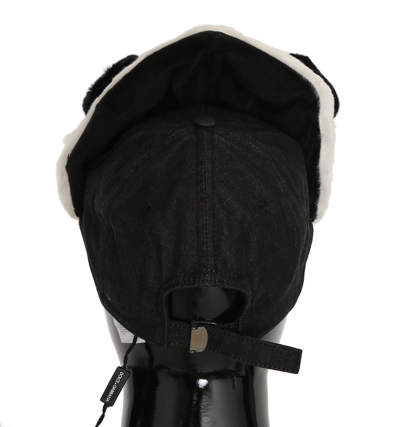 Black White Panda Fur Baseball Cotton Hat