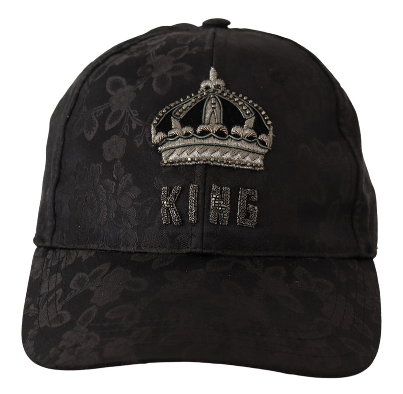 Black Floral DG King Embroidery Baseball Hat
