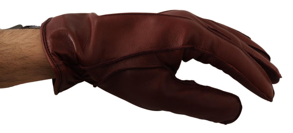 Brown Leather Lamb Skin Biker Gloves