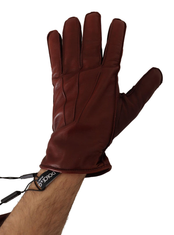 Brown Leather Lamb Skin Biker Gloves