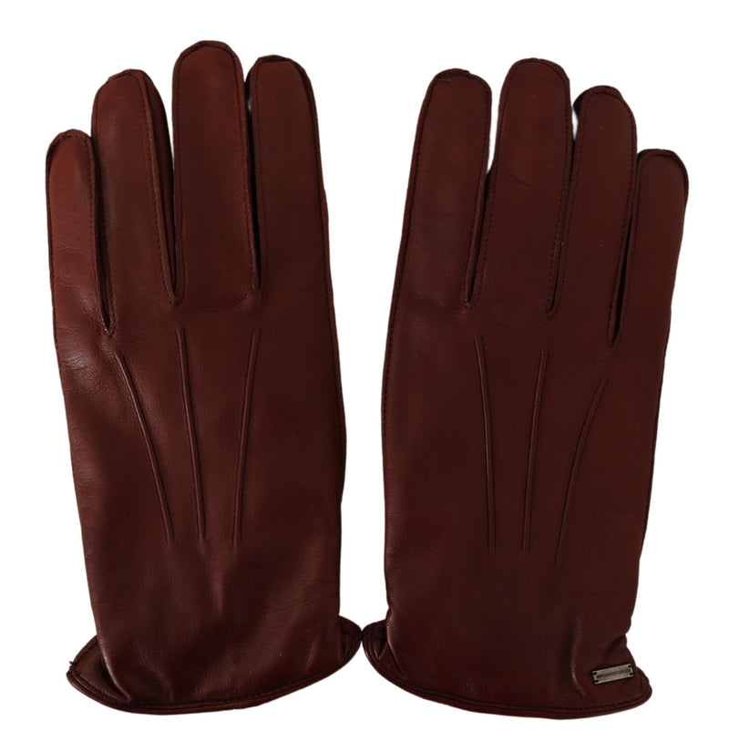 Brown Leather Lamb Skin Biker Gloves