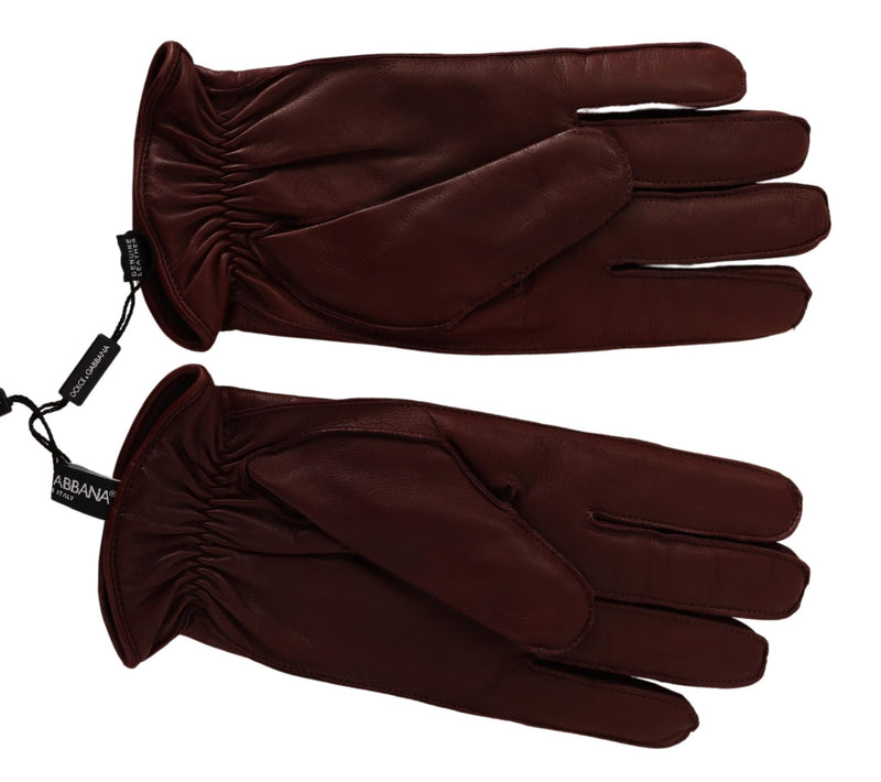 Brown Leather Lamb Skin Biker Gloves