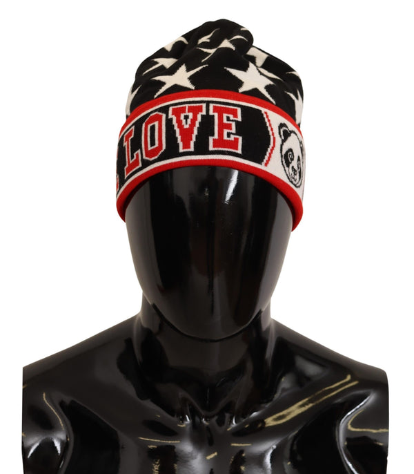 Multicolor Panda Free Love Graphic Beanie Hat