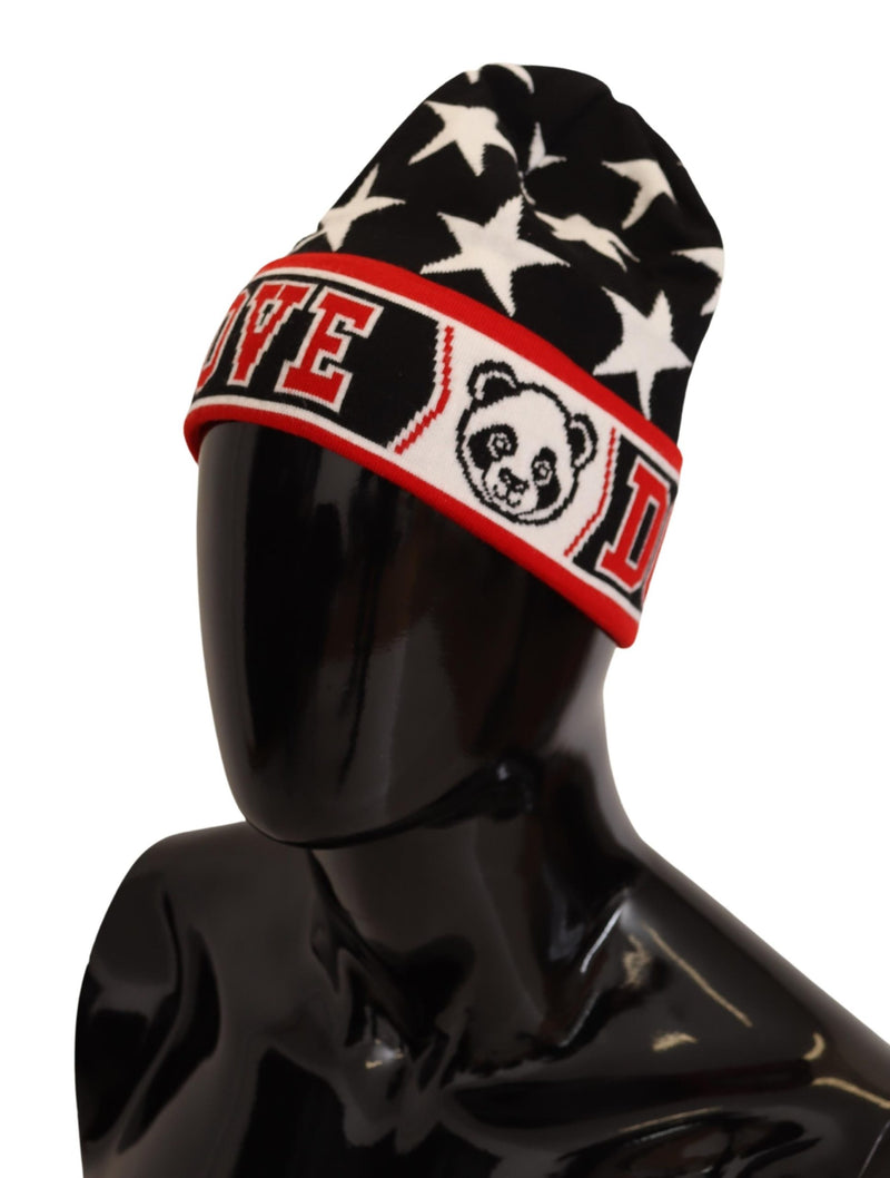Multicolor Panda Free Love Graphic Beanie Hat