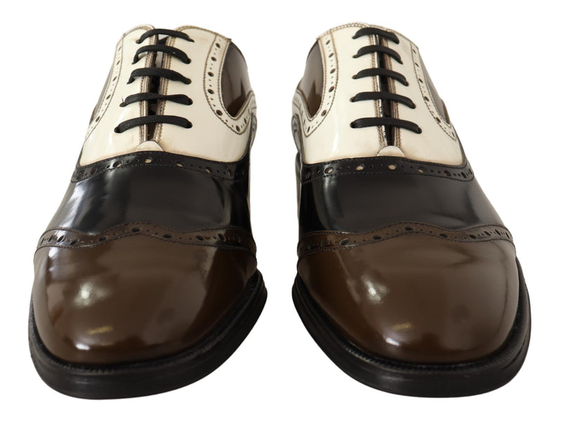Brown Leather Brogue Derby Dress Men Shoes