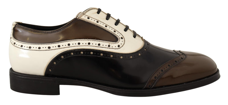 Brown Leather Brogue Derby Dress Men Shoes