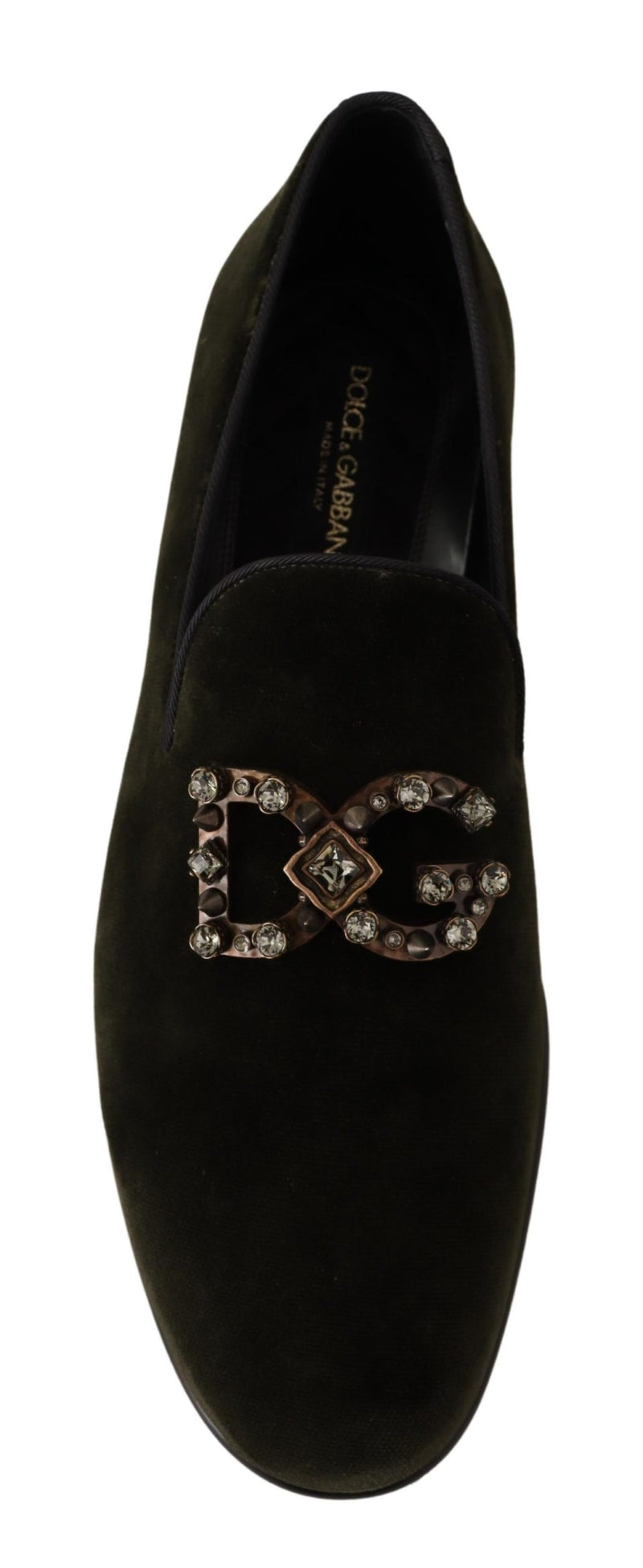 Green Velvet DG Crystals Loafers Shoes