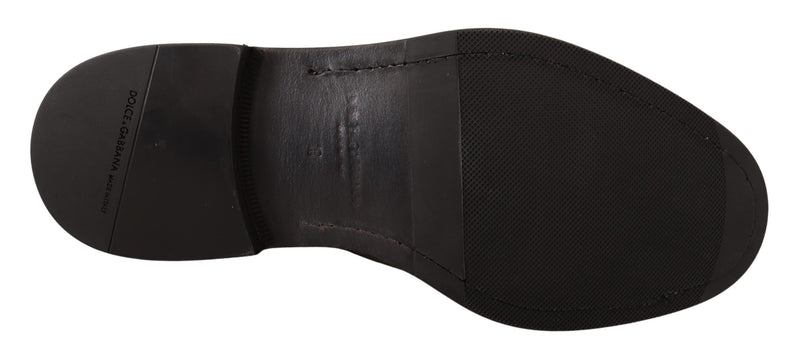 Black Leather Marsala Derby Studded Shoes