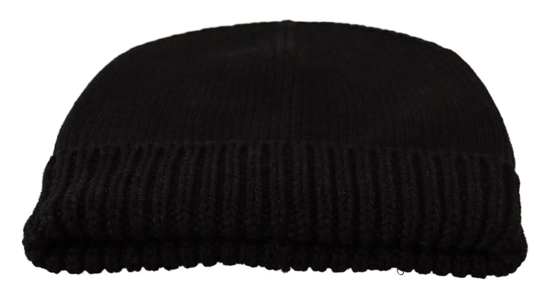 Gray Wool Knit Winter Men Beanie Melange Hat
