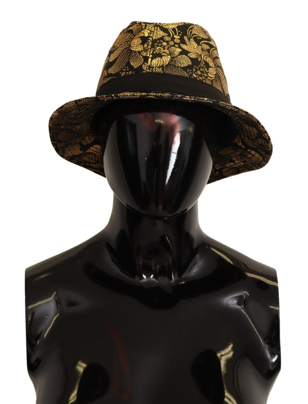 Black Jacquard Gold Tone Lurex Bucket Hat