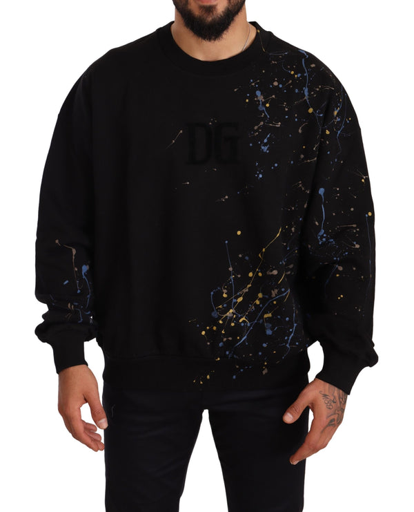 Black DG Logo Cotton Pullover Sweater