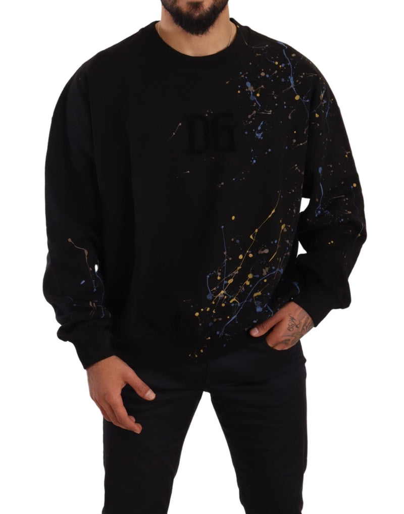 Black DG Logo Cotton Pullover Sweater