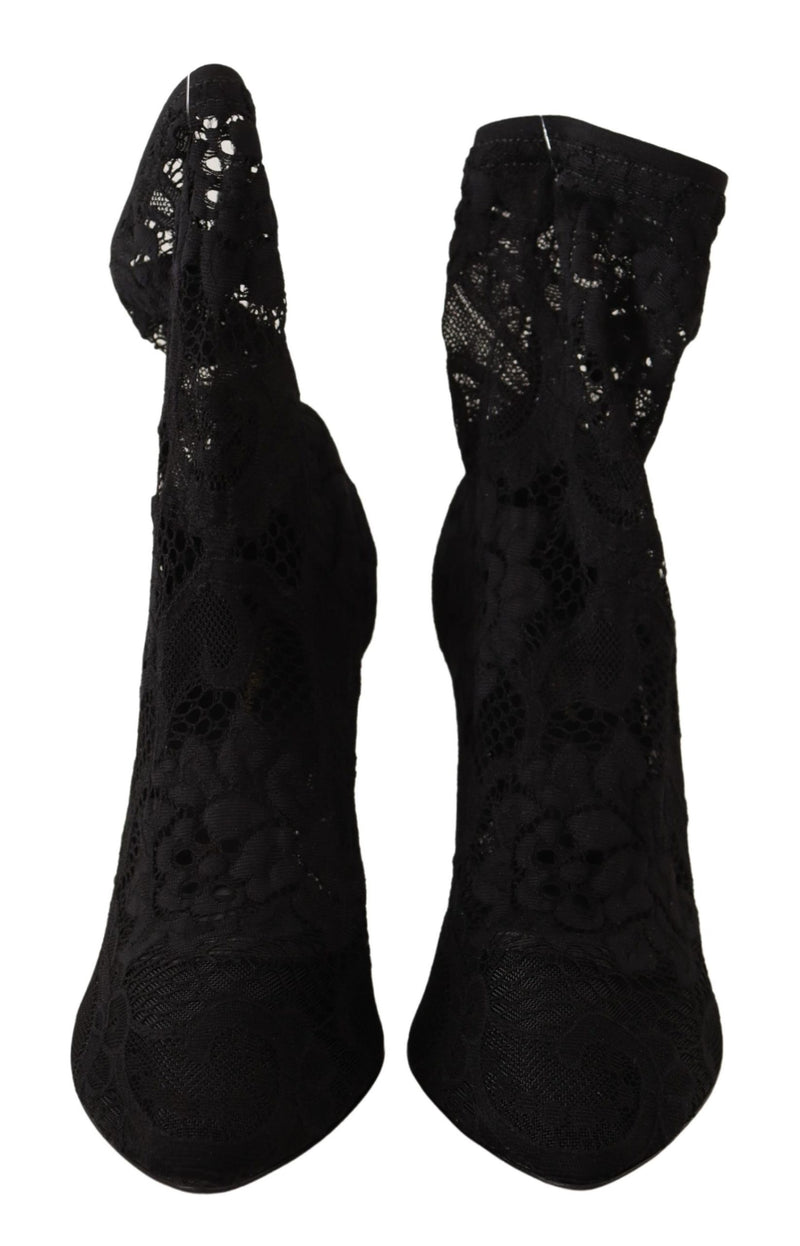 Black Taormina Lace Socks Boots Shoes