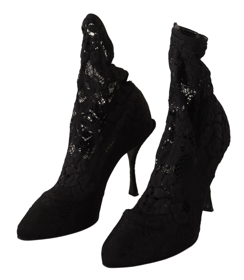 Black Taormina Lace Socks Boots Shoes