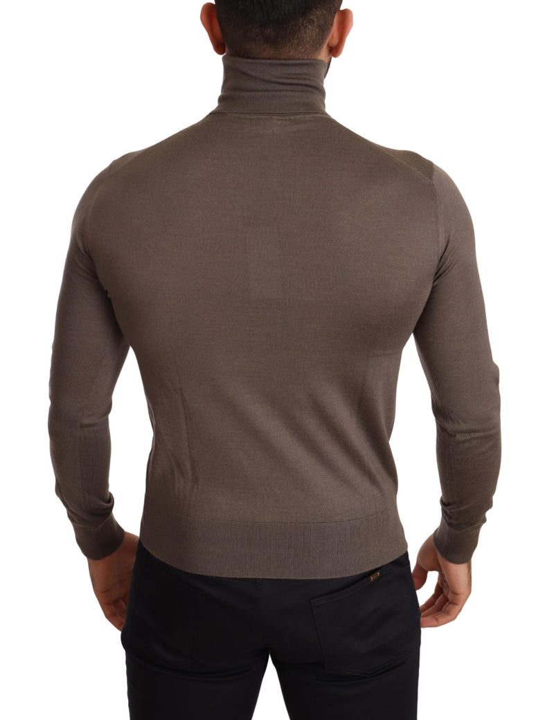 Brown Cashmere Turtleneck Pullover Sweater