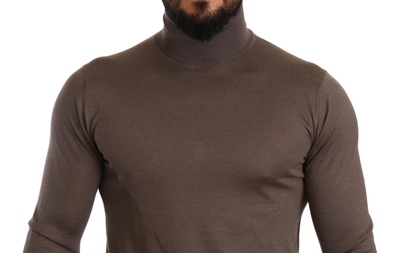 Brown Cashmere Turtleneck Pullover Sweater