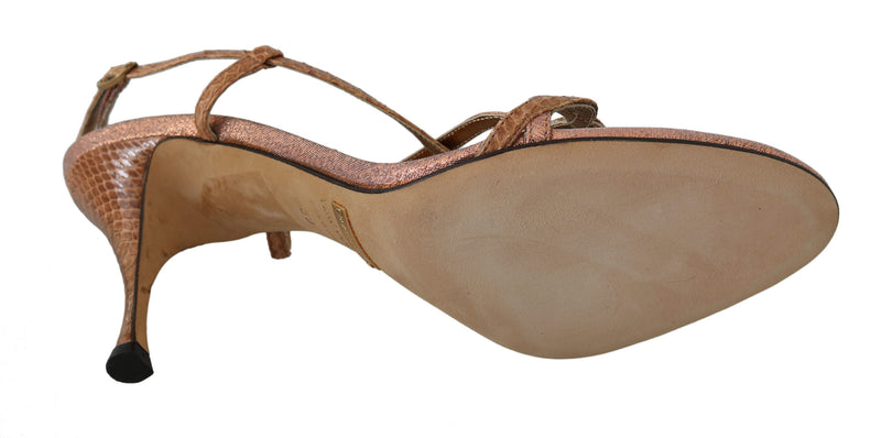 Pink Brown Ankle Strap Heels Shoes