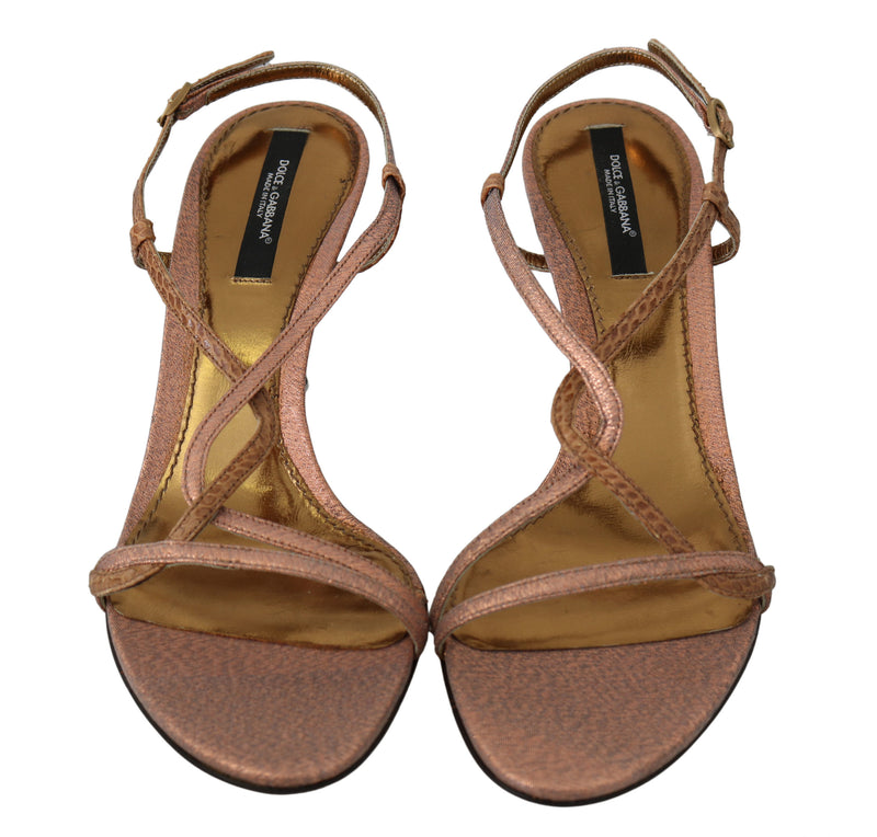 Pink Brown Ankle Strap Heels Shoes