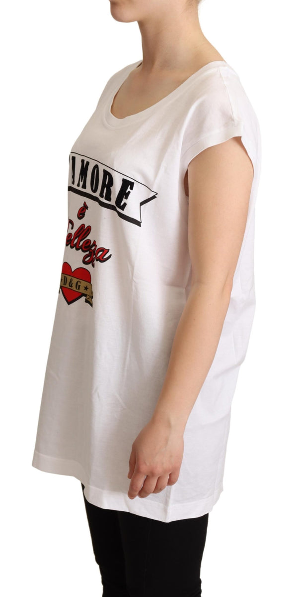 White L'AMORE Cotton Tank Top T-shirt