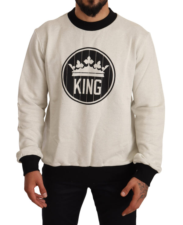 White Crown King Cotton Pullover Sweater