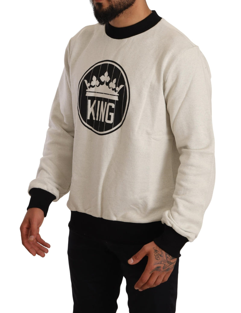 White Crown King Cotton Pullover Sweater