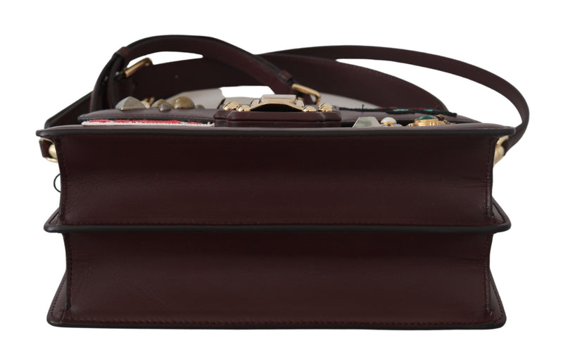 LUCIA Leather Burgundy Jewelled Shoulder Women Bag
