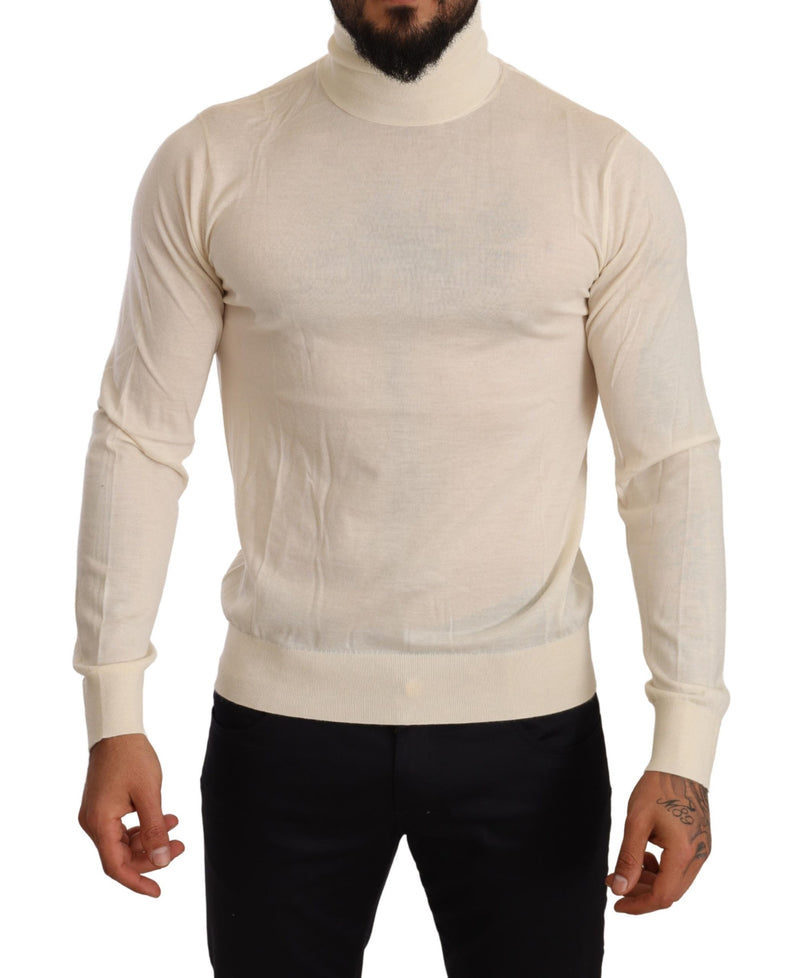 Cream Cashmere Turtleneck Pullover Sweater