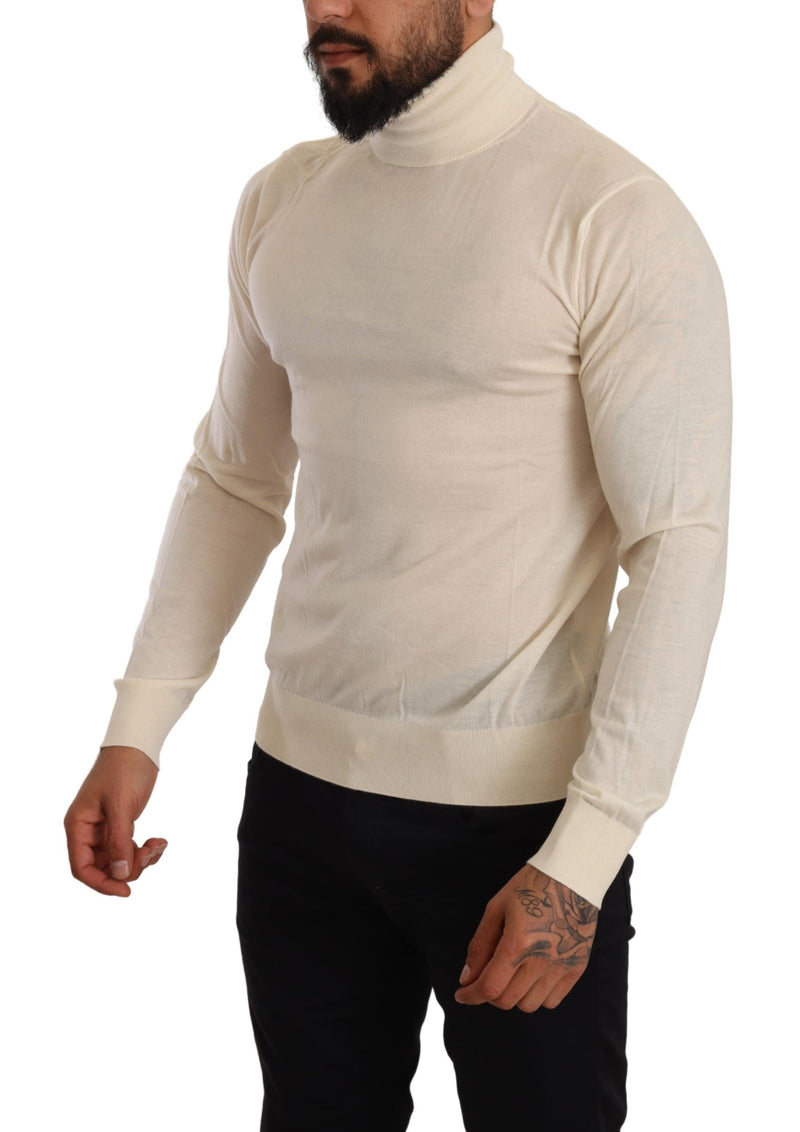 Cream Cashmere Turtleneck Pullover Sweater