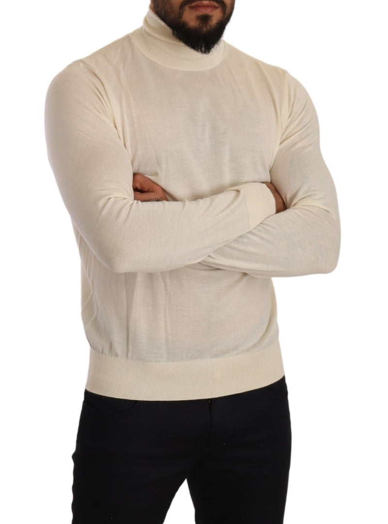 Cream Cashmere Turtleneck Pullover Sweater