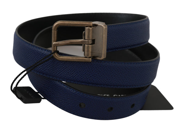 Blue Gold Brushed Buckle Leather Belt